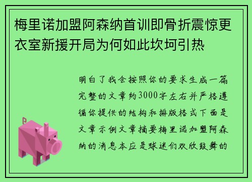 梅里诺加盟阿森纳首训即骨折震惊更衣室新援开局为何如此坎坷引热 梅里诺加盟阿森纳首训即骨折震惊更衣室新援开局为何如此坎坷引热